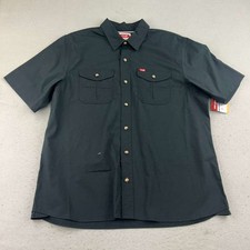 Wrangler Shirt Mens XL Black Relaxed Fit Button Up Short Sleeves NWT