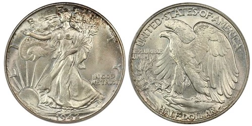 1942 Gem BU Walking Liberty Half Dollar PCGS MS65 - Frosty, Original, OBH, PQ!