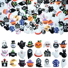 HADDIY Halloween Resin Charms for Crafts,100 Pcs Flatback Slime Charm Beads