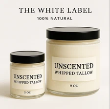 The White Label, Original Unscented Whipped Tallow, All-Natural Customizable