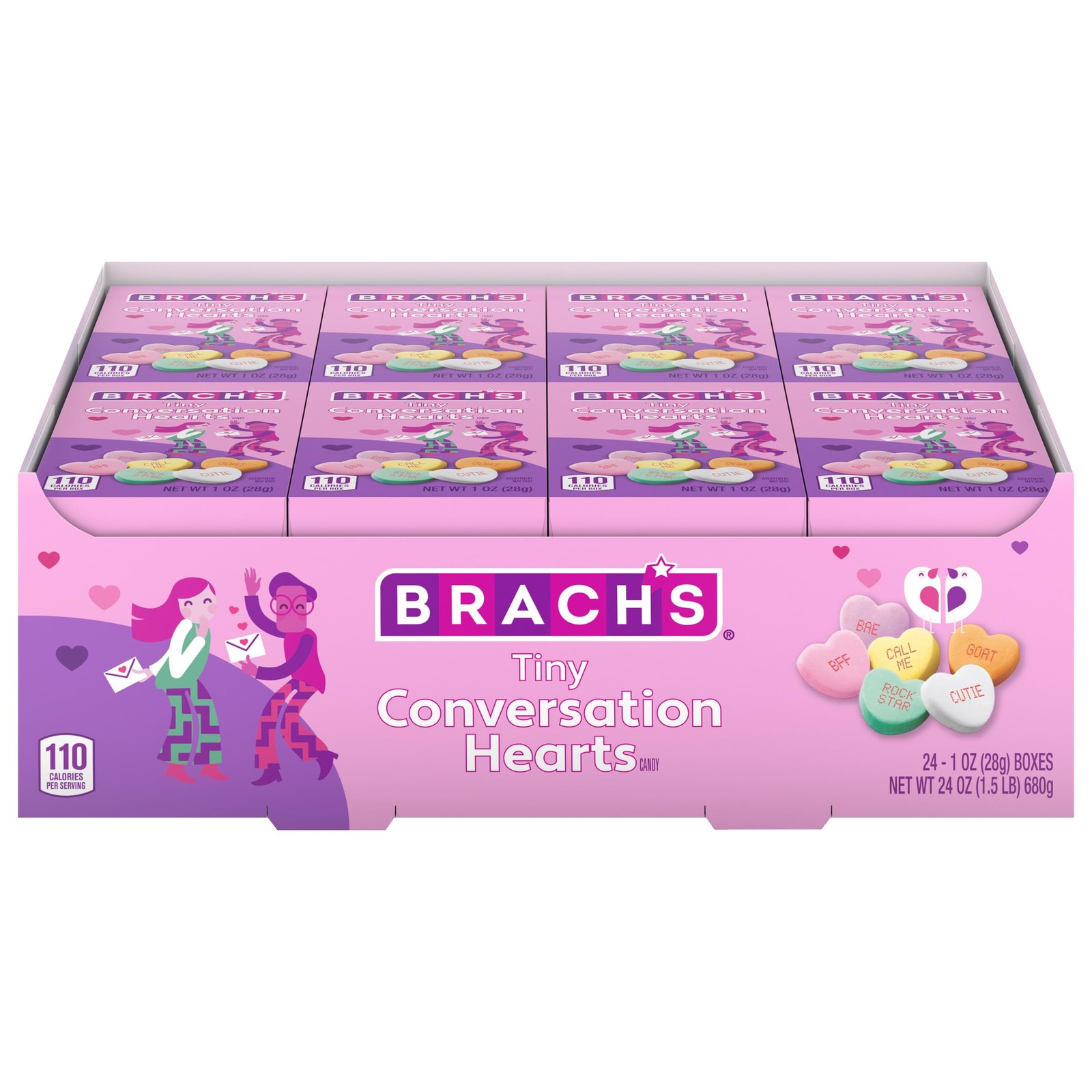 Valentine'S Day Tiny Conversation Hearts, Friendship Exchange, 1 Oz Boxes, 24 Ct