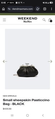 Weekend Maxmara Small Sheepskin Pasticcino Bag In Black Nwt & Dustbag Msrp $425