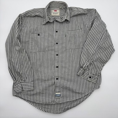 Levis Mens XL Long Sleeve Button Down Shirt Black White Check Plaid 100% Cotton
