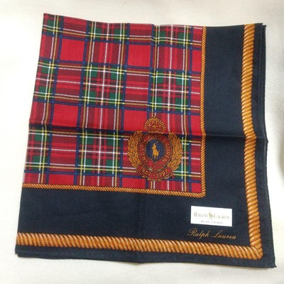 Ralph Lauren Women Accessories Rare Checkered Handkerchief Emblem Limited Editio