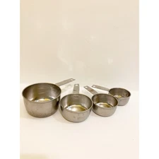Vintage Stainless Steel Measuring Cups Set 1 Cup, 1/2, 1/3, 1/4
