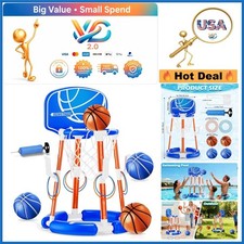 Pool Basketball Hoop Set with Backboard 4 Balls 8 Rings Water Toy for Kids