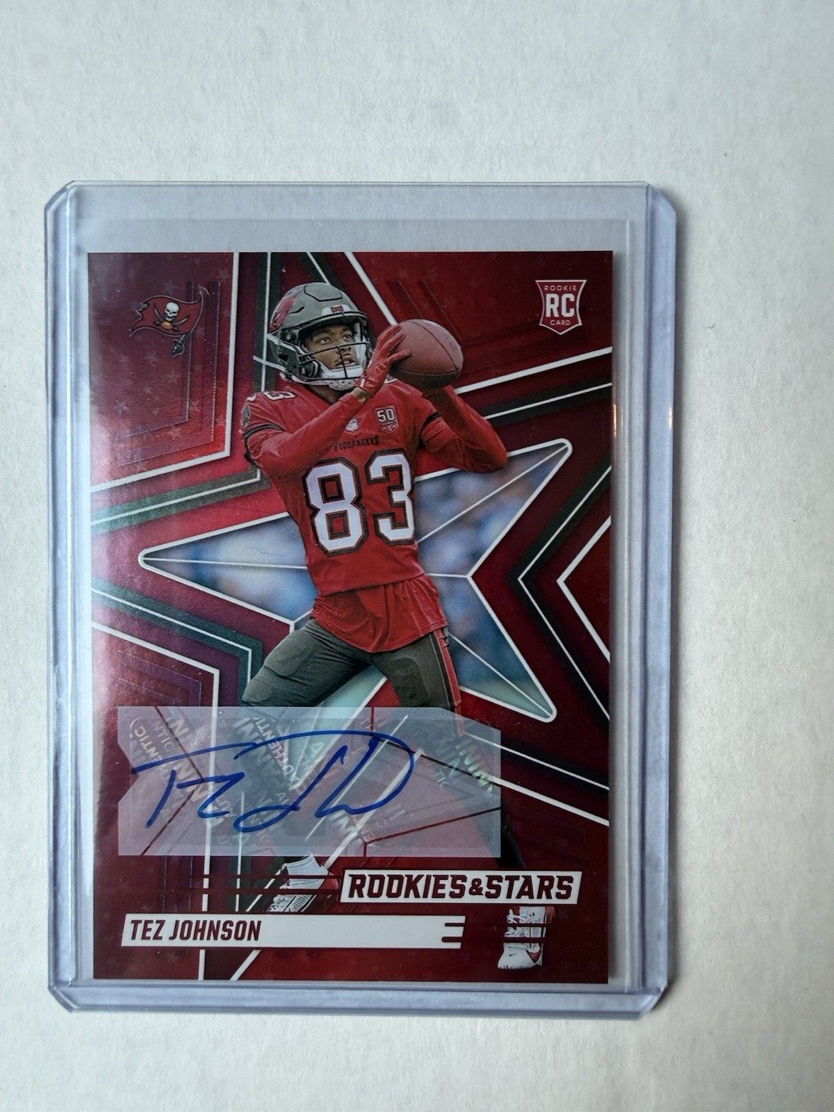 2025 Panini Rookies & Stars - Rookies Tez Johnson #184 Red Signatures (AU, RC)
