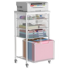 Sbanmao 4 Drawer Rolling File Cart with Wheels, Mobile 3S 1L Drawers, White