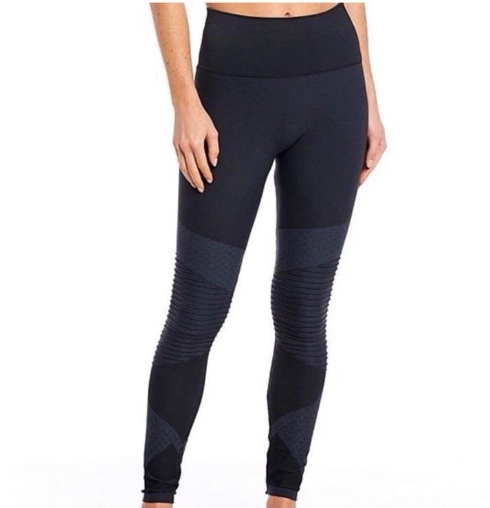 SPANX Look At Me Now Moto Seamless Leggings Full Length Size XL Black
