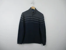 Eddie Bauer Sweater Mens Medium Blue Gray Quarter Zip Fleece Casual Outdoors