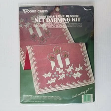 Christmas Table Runner Net Darning Kit Vogart Crafts 2948 Vintage Embroidery NEW