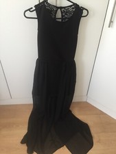 Atmosphere Black Short Front Long Lace Back Chiffon Dress UK8 Worn Once