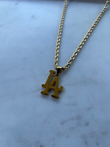 LA Dodgers Necklace - 3mm Rope - 20" Gold Chain - MLB - Baseball - Easter Gift - Picture 2 of 3
