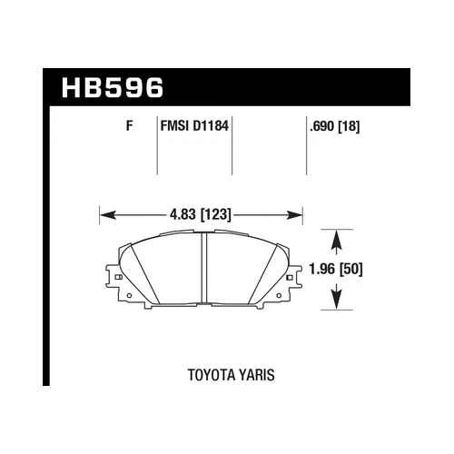 Hawk HB596B.690 Street 5.0 HPS 5.0 Compound Brake Pads for 12-16 Toyota Prius C - Image 4 of 4