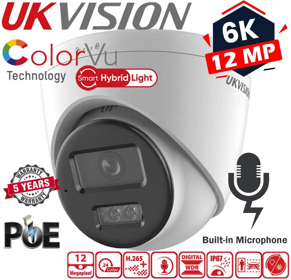 HIKVISION 12MP ColorVu Night Vision CCTV Camera System Audio Mic 8-CH POE IP NVR - Image 3 of 4