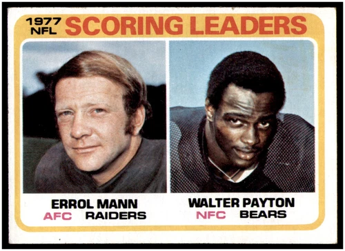 1978 Topps #334 1977 Scoring Leaders (Errol Mann / Walter Payton) EX