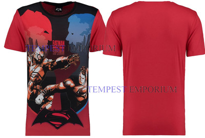 Batman vs Superman Druck Herren T-Shirt rot brandneu & versiegelt DC Comics