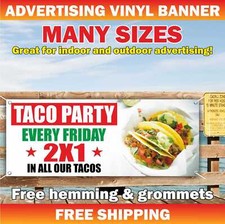 TACO PARTY Advertising Banner Vinyl Mesh Sign mexican food burrito quesadillas