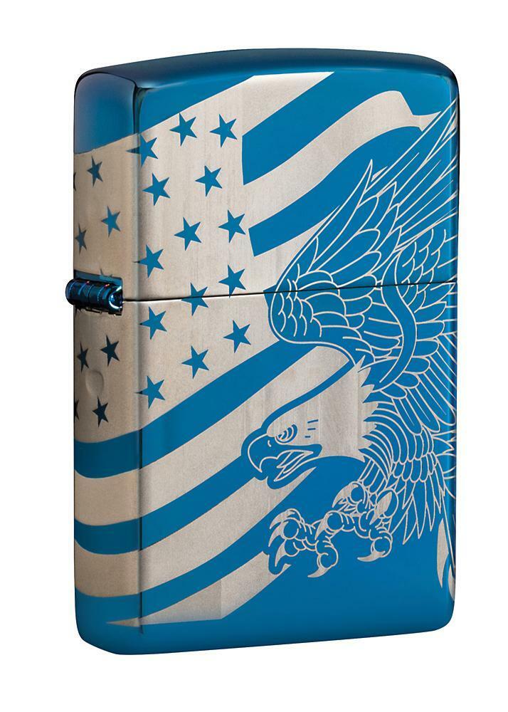 Zippo Windproof 360 Degree Engraved Eagle & Flag Lighter, 49046