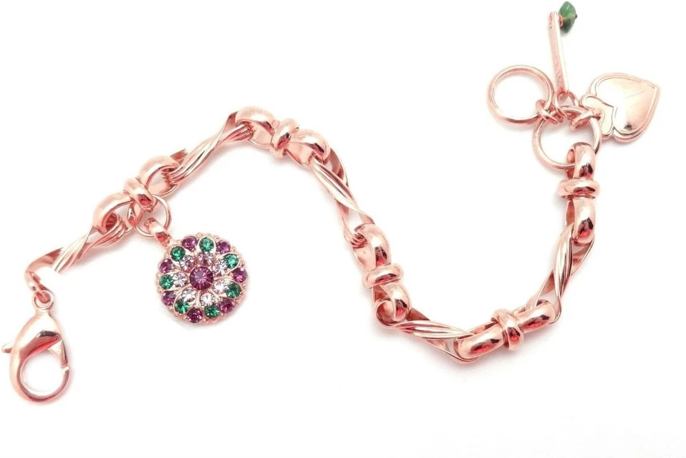 Brazalete Ángel de la Guarda Mariana Tigris Oro Rosa en Púrpura Oscuro y Verde 1048 Nuevo con Etiquetas Foto 2 de 4