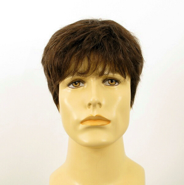 Perruque homme cheveux naturels LAURENT contre la calvitie - Brun et blanc