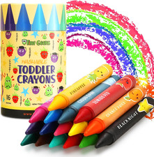 Jumbo Crayons 16 Colors Non-Toxic, Washable, Easy-To-Hold Art Supplies for T