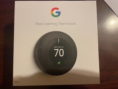 Black Google Nest 3rd Generation Learning Programmable Thermostat Kit T3016US