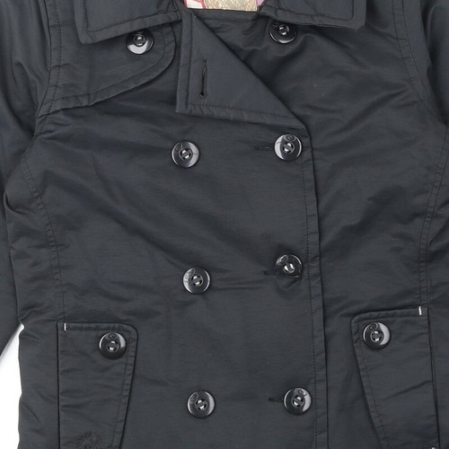RIP CURL Womens Black Pea Coat Size XS Button - Picture 10 of 12