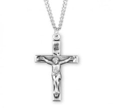 Sterling Silver Hand Engraved Crucifix Features 18in Long chain