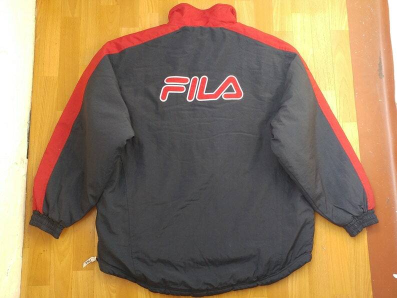 Giacca FILA frangivento blu vintage nylon hip hop anni '90 taglia vecchia scuola XL