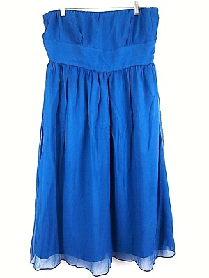 J Crew Dress Blue Silk Bridesmaid Party Dance Prom Strapless Women's Size 12
