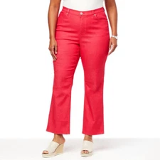 DG2 by Diane Gilman Classic Stretch Straight-Leg Ankle Jeans, Cherry, 10P