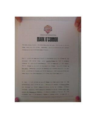 Mark O'Connor Press Kit Oconnor O Connor