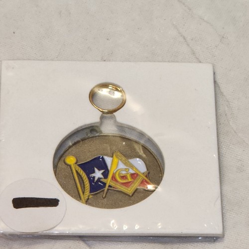 Porte-clés ou médaillon maçonnique franc-maçonnerie avec centre en verre drapeau du Texas - Photo 3/5