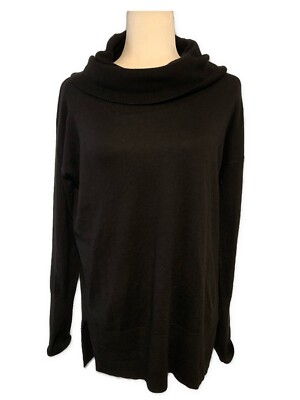 Ann Taylor Loft Solid Black Long Sleeve Turtleneck Sweater Top Small