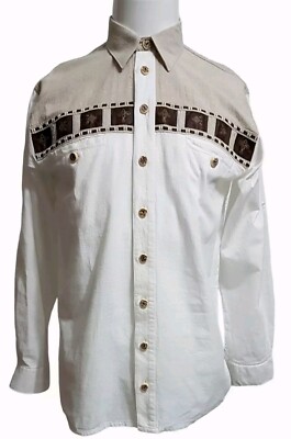 LANDHAUS VTG Trachten Shirt Tyrol Beige/Weiß Festival Country Top Herren, M/3...