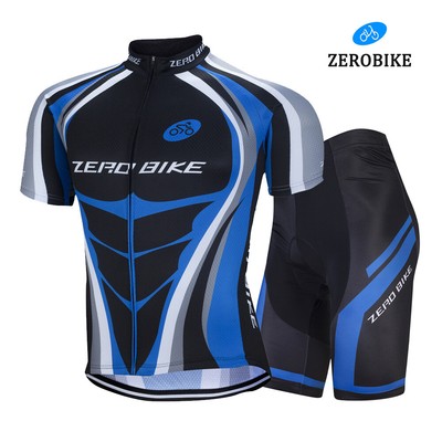 Herren Sommer Radfahren Radtrikot Jersey Fahrradtrikot & Radhosen Kurzarm Blau