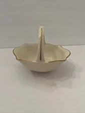 Lenox Porcelain Sans Souci Basket Candy Dish Hand Decorated 24k Gold 6"