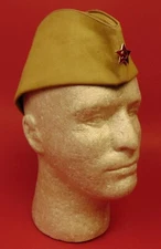 Soviet Russian WW2 Pilotka Side Cap Sz 60 XL COPY + Repro Red Star Hat Badge A+