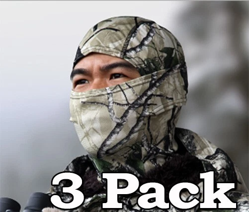 3 PACK Camouflage Men's Balaclava Face Mask UV Wind Protection REAL ARCTIC CAMO