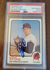 1973 TOPPS SIGNED CARD STEVE STONE GIANTS CUBS WHITE SOX ORIOLES PSA DNA # 167