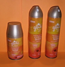 Glade Automatic Spray Can Refill CITRUS & SHINE 6.2 OZ & 2 Room Spray 8 OZ Cans