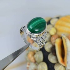 Natural Green Malachite Gemstone Ring,925 Sterling Silver,Gift,All Sizes 3 to 14