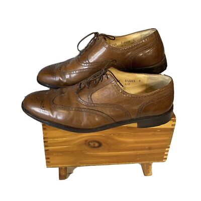 Freeman Men s Leather Wing Tip Oxfords Size 9.5 Brown