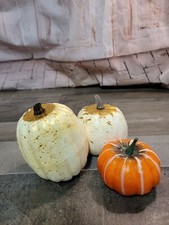 Styrofoam pumpkin set white orange set of 3 Halloween home tree decor