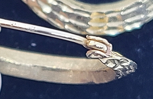 Estate Signed 14K 7/8" Round Hoop Wire Earrings - Picture 2 of 3