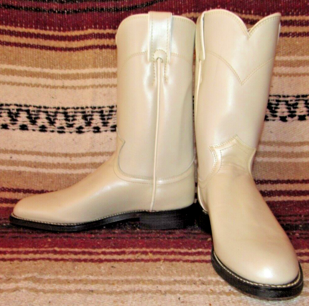 Women's Vintage Justin Diamond J Bone Leather Roper Cowboy Boots 5