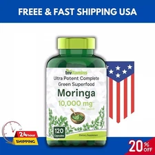 Moringa Oleifera Leaf Organic Extract 10,000mg Serving 100% Pure 120 Capsules US