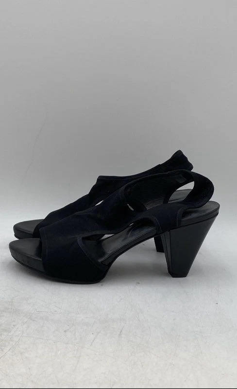 Stuart Weitzman Womens Black Open Toe T-Strap Slingback Sandals Size 8M - Image 4 of 4