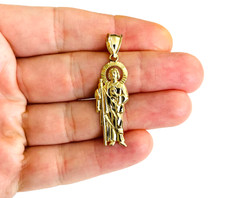 Colgante de oro amarillo sólido de 10 quilates de 1,7" de San Judas Tadeo - San Judas Tadeo - G113